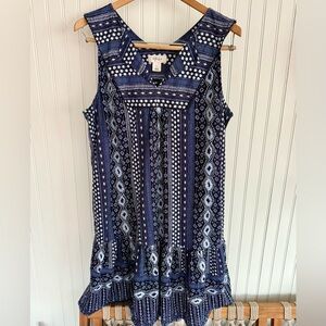Style & Co. Dress Size Large Blue and White Patterned